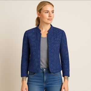 Zara Woman Textured Blue Jacket NEW WITH TAGS Style 7595/605/401 Size M